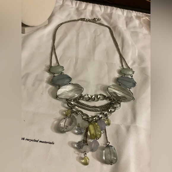 Elegant Silver Blue Green Necklace - Picture 3 of 3